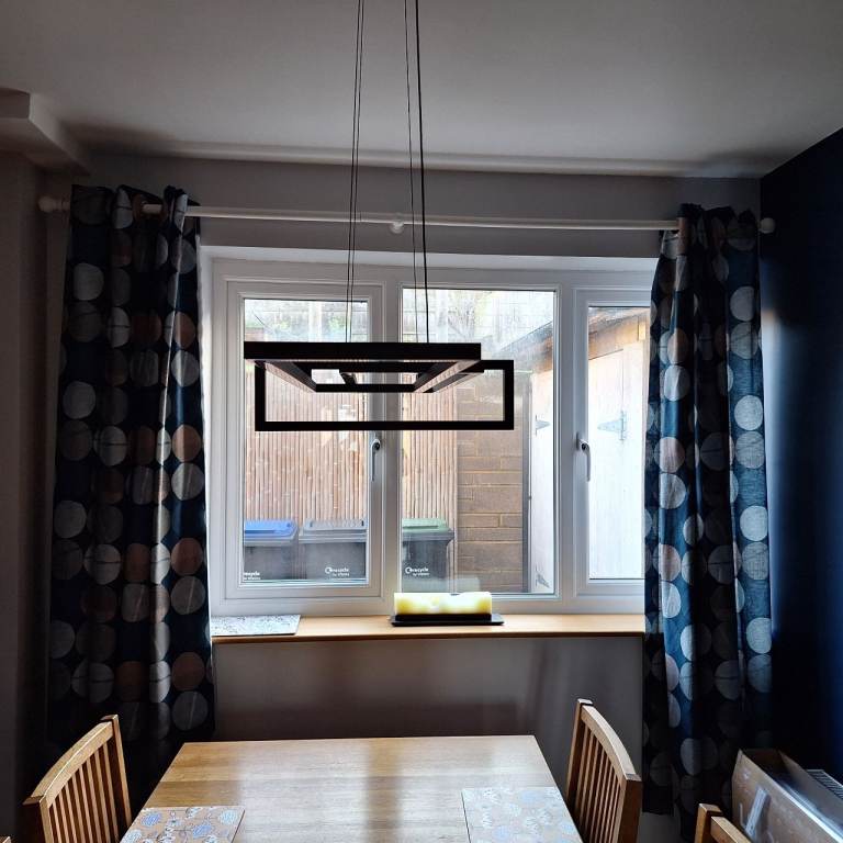 Modern lightweight matt black LED hanging light