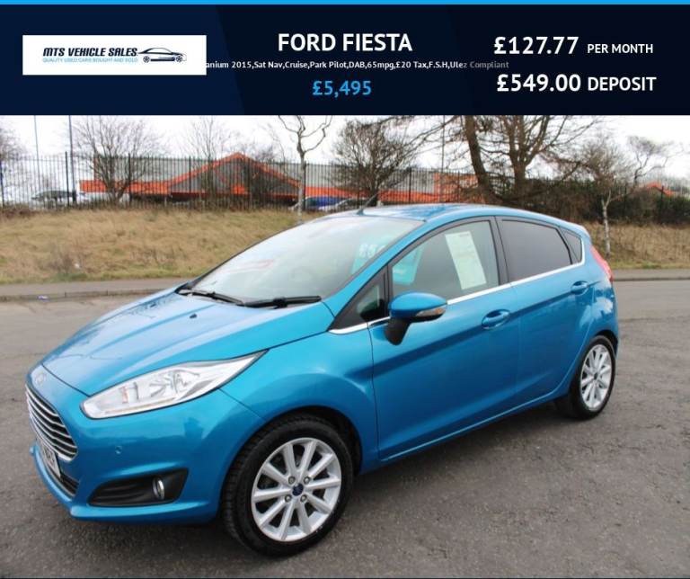 FORD FIESTA 1.0T Titanium 2015,Sat Nav,Cruise,Park Pilot,DAB,65mpg,£20 Tax,F.S.H,Ulez Compliant