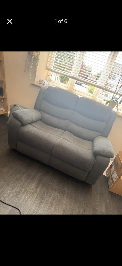 Two-Seater Recliner Sofa – Grey Fabric