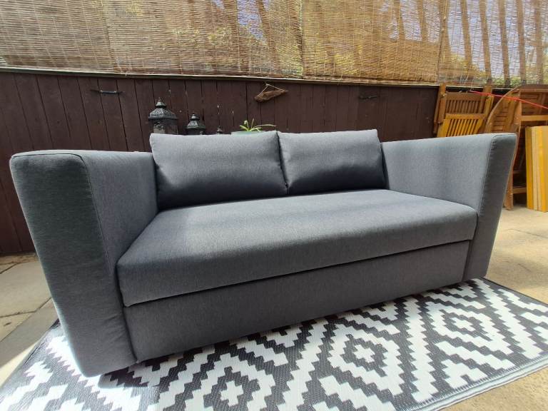 Ikea 2-seat single sofa-bed with storage, 8 months old, Knisa dark grey