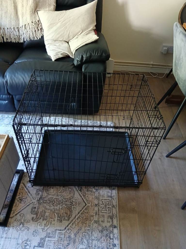 Dog cage with cover &  drink attachment and bowl.