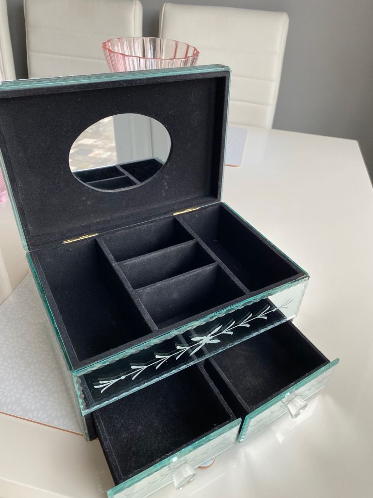 Mirrored glass jewellery box 