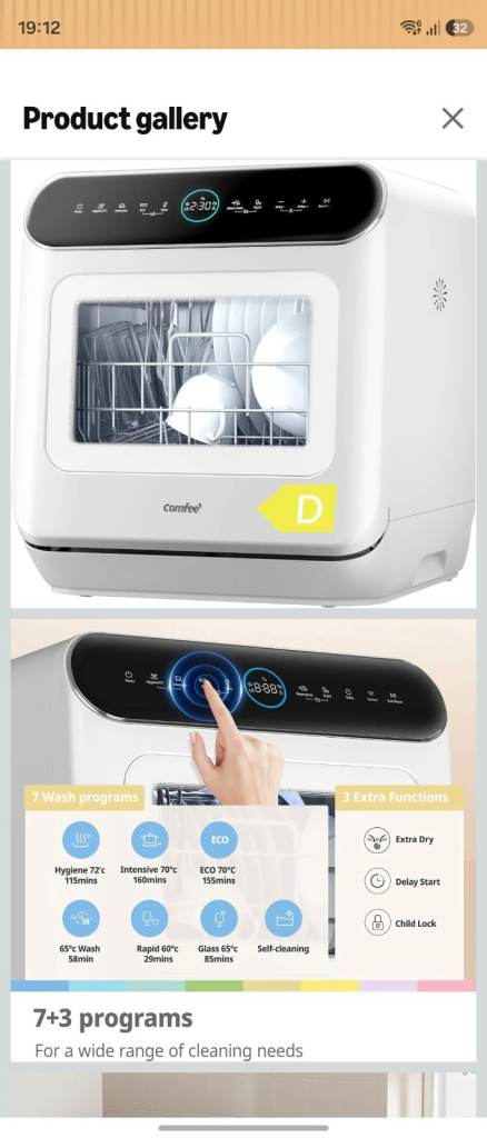 COMFEE Table Top Dishwasher