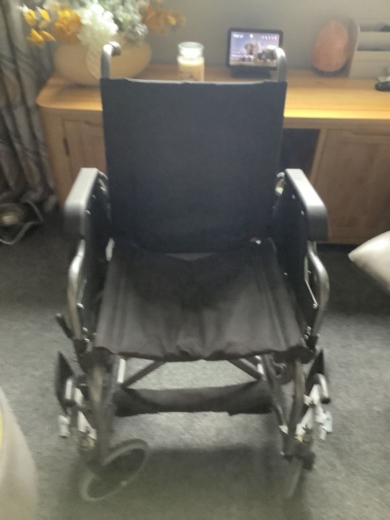 Wheelchair , two camping chairs