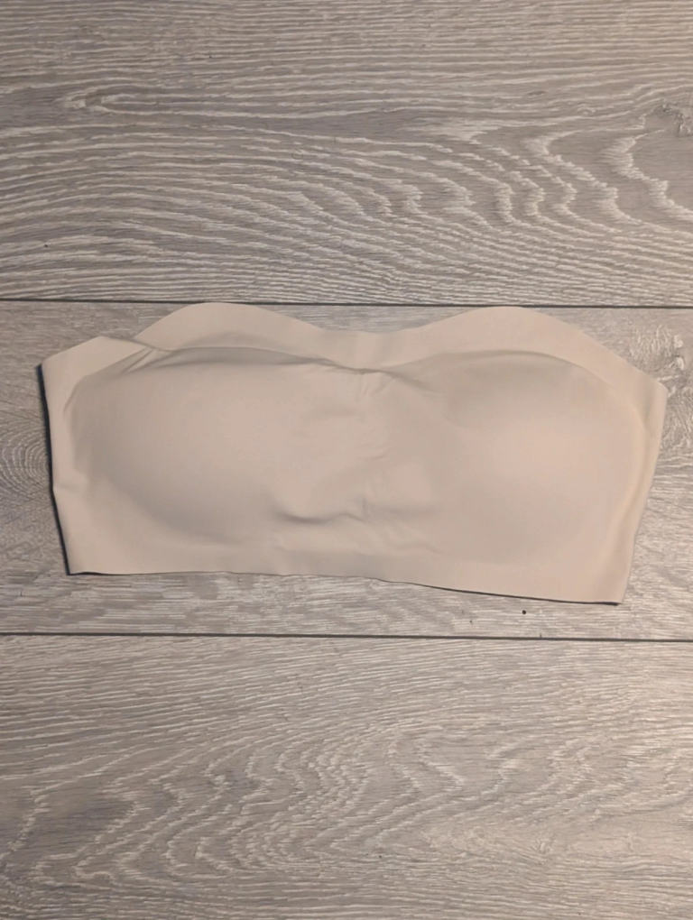 Womens Nude Seamless Strapless Bandeau Bra Padded Size L