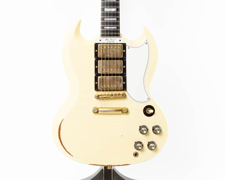 Gibson Custom Shop Historic SG Custom 3 PU 2019 - Classic White Heavy Aged