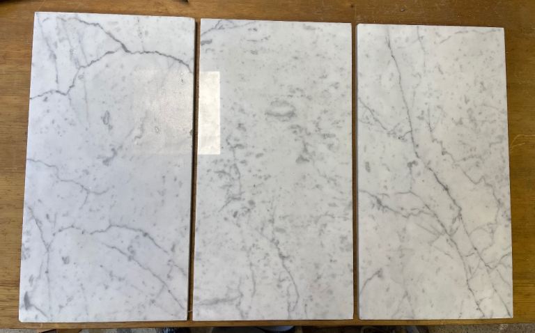 3 polished marble slabs - 26x50cm each