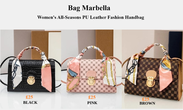 New Women's Handbag - Marbella - Black / Pink / Brown