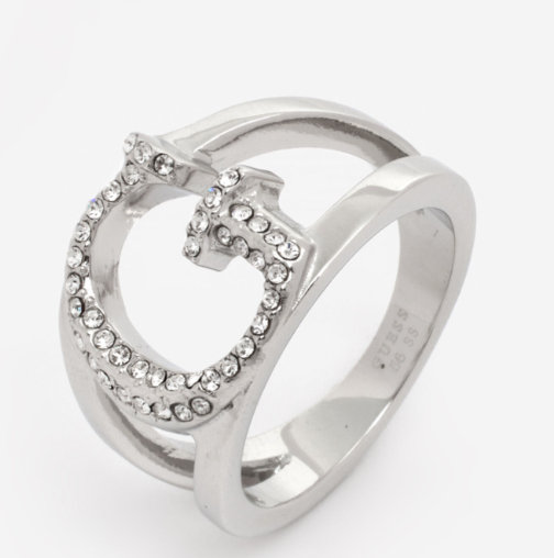 GUESS Silver Plated Embellished Ring Size K 