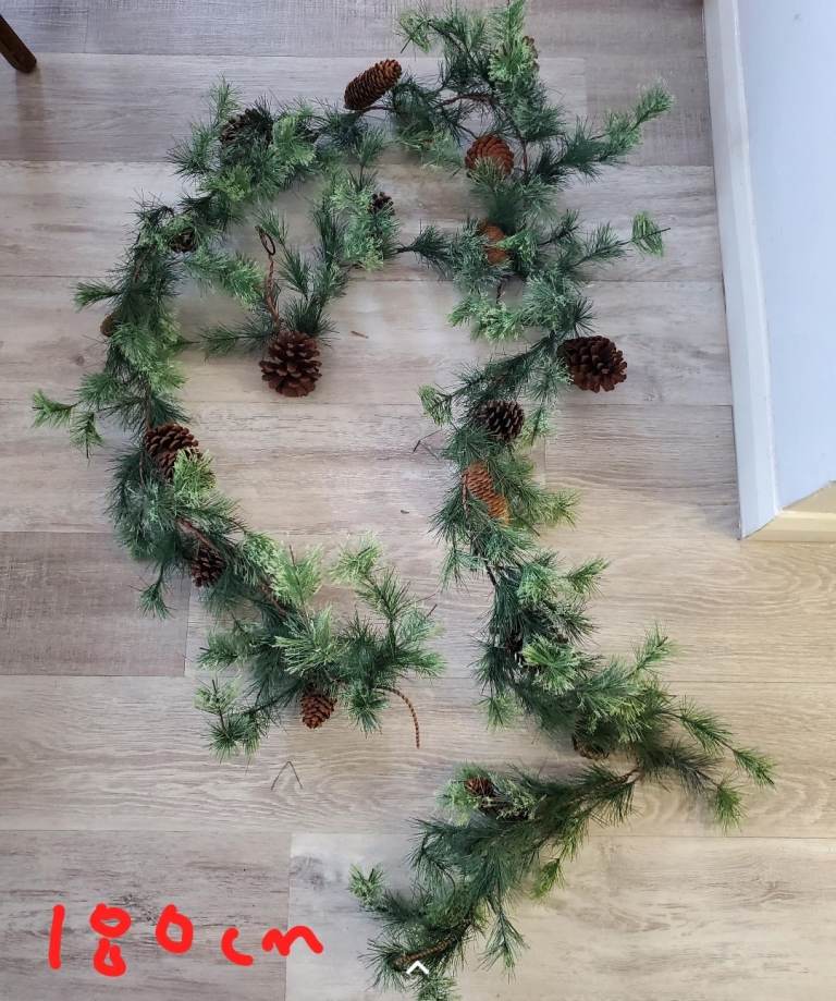 Christmas tree stand and garland 