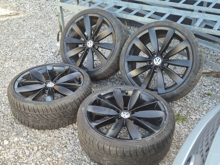 🌟Genuine Vw Lugano 19 inch alloy wheels 5x112 with TYRES GOLF CADDY PASSAT AUDI SKODA SEAT