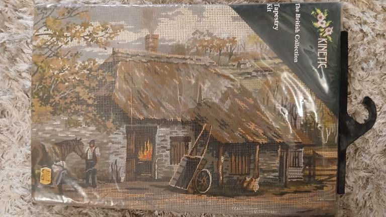vintage needlepoint kit "The Old Smithy, Branscombe" Kinetic's The British Collection.