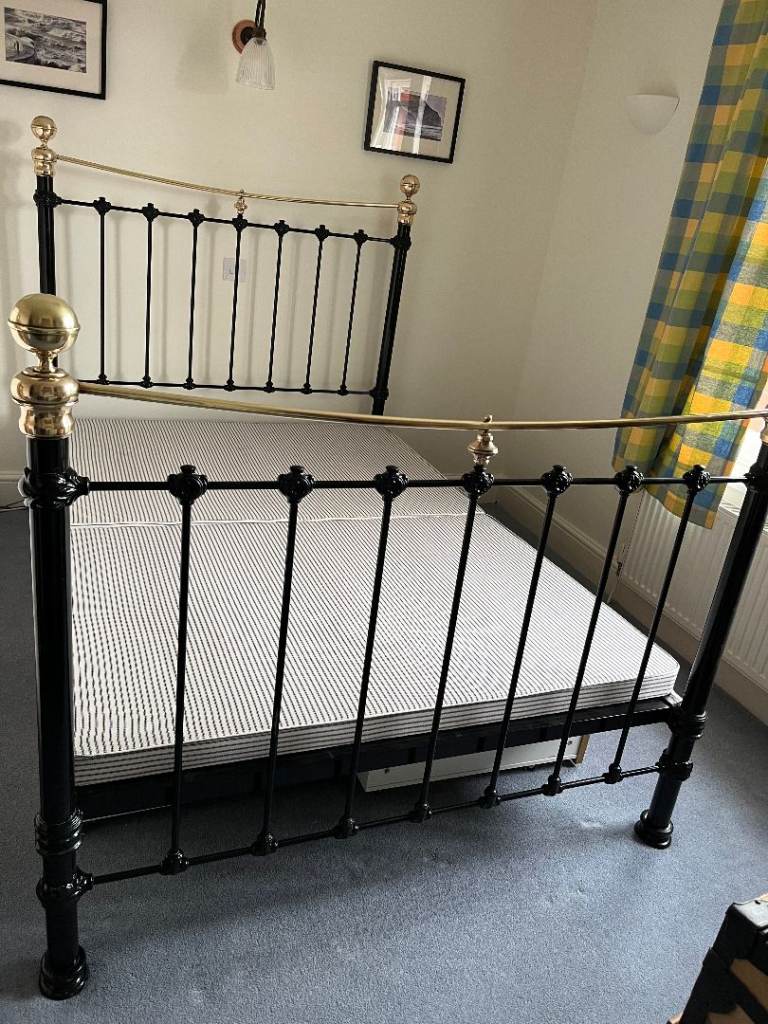 Beautiful Cast Iron and Brass Double Bed