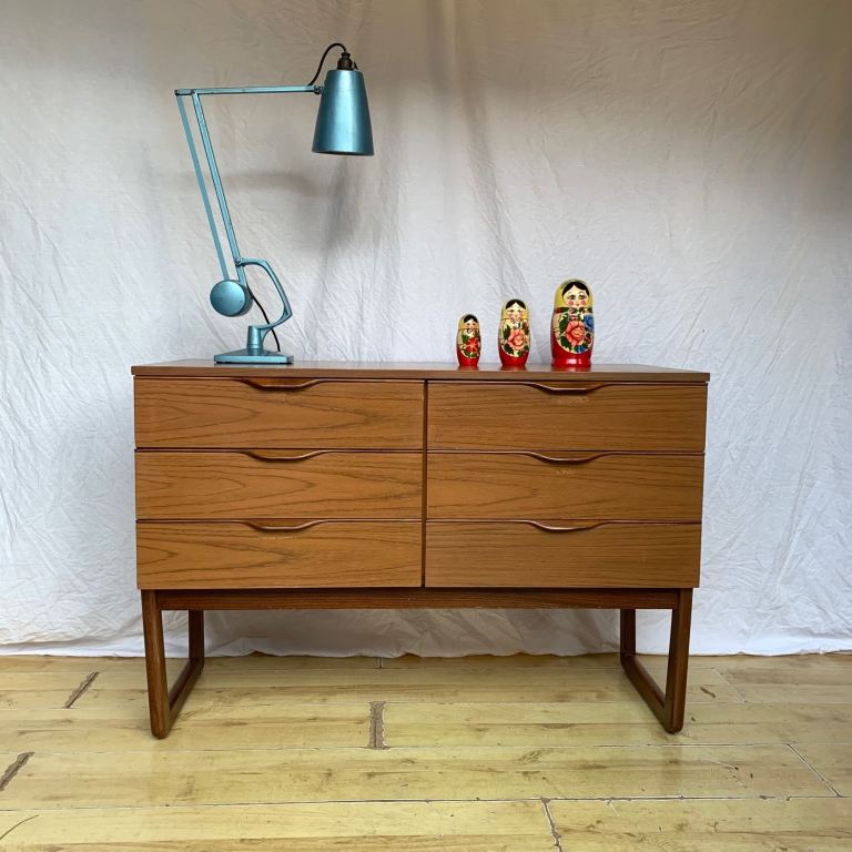 Vintage teak sideboard chest of drawers 1960s 1970s mid century 