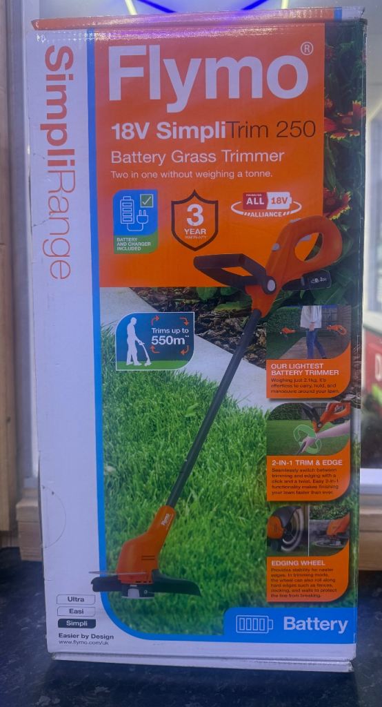 Flymo SimpliTrim 250 18V Battery Grass Trimmer - New in Box