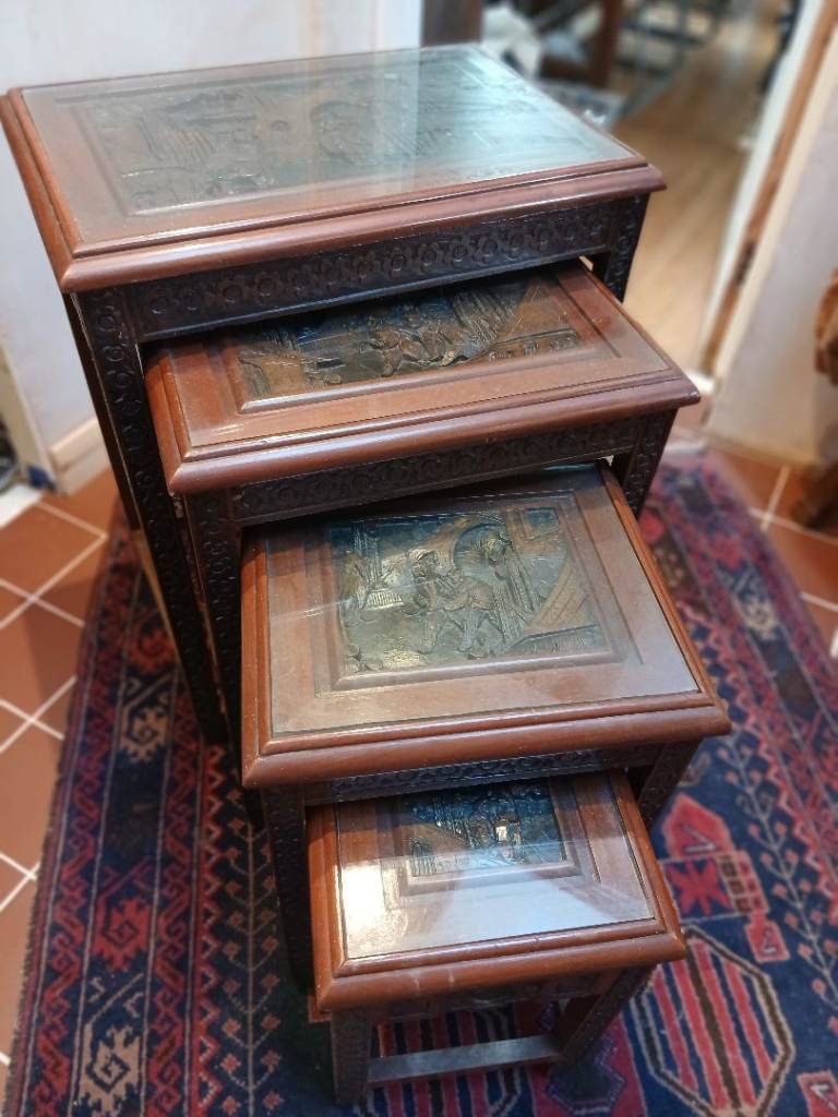 Nest of chinese carved tables