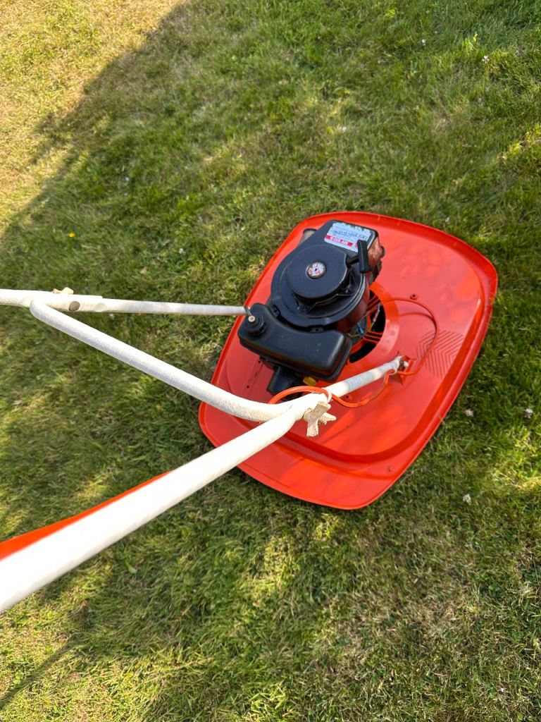 Flymo 2 stroke petrol hover mower VGC serviced lawnmower goes where 4strokes can’t slopes banks
