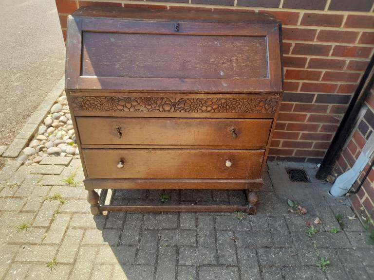 Edwardian Oak Writing Bureau