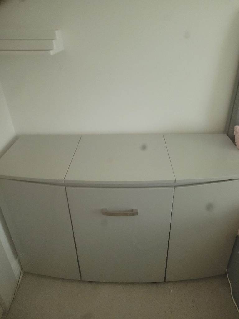 Gray  Dressing Table with Mirror and Storage