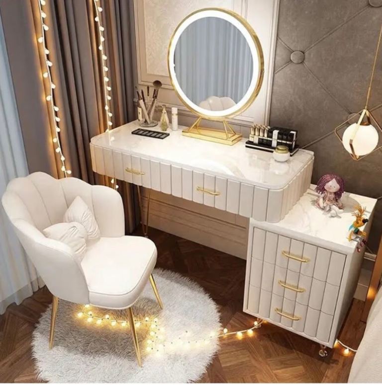 New Dressing Table with LED Mirror and Chair - Boxed