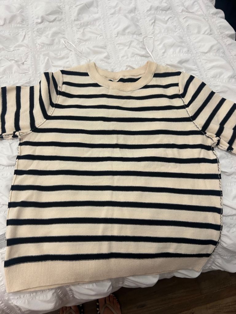 H&M Striped Jumper – Cream and Navy, Good Condition