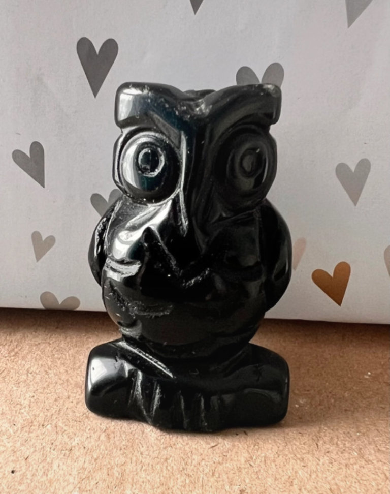 image for Black obsidian owl carving 
