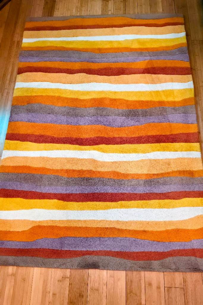 Multicoloured Striped Rug – Almost New Condition
