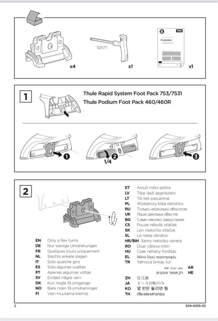 Thule roof bar fitting kit 4055