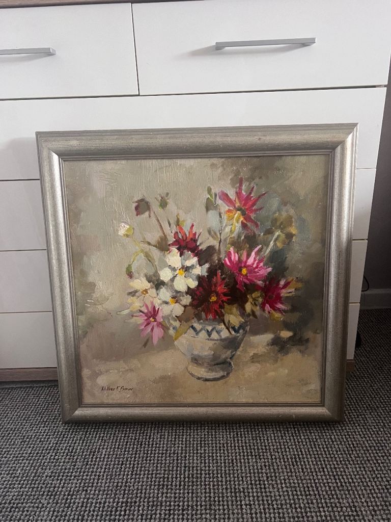Original Wallace F. Brown Floral Oil Painting in Frame