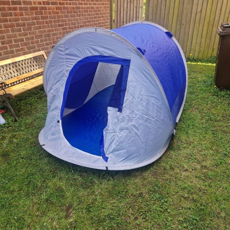 Pop-Up Tent – Blue and Grey, Good Condition