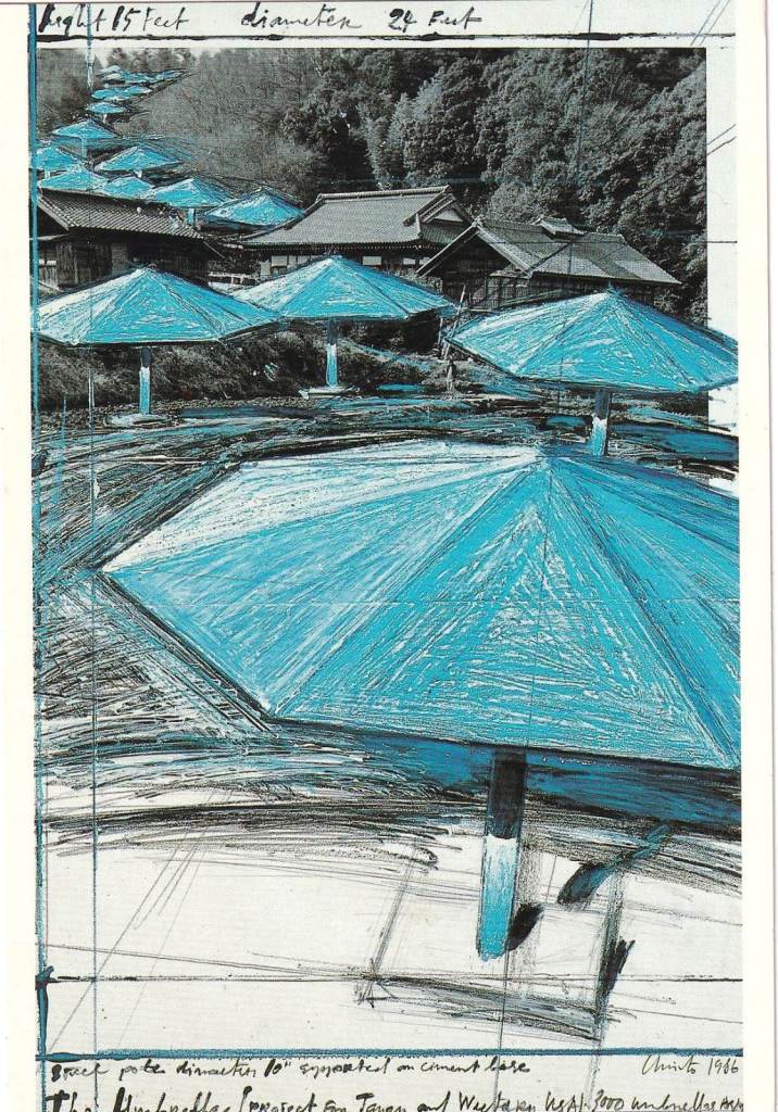 05. A Rare framed Christo Javacheff And Jeanne Claude postcard Umbrella Project Japan & USA