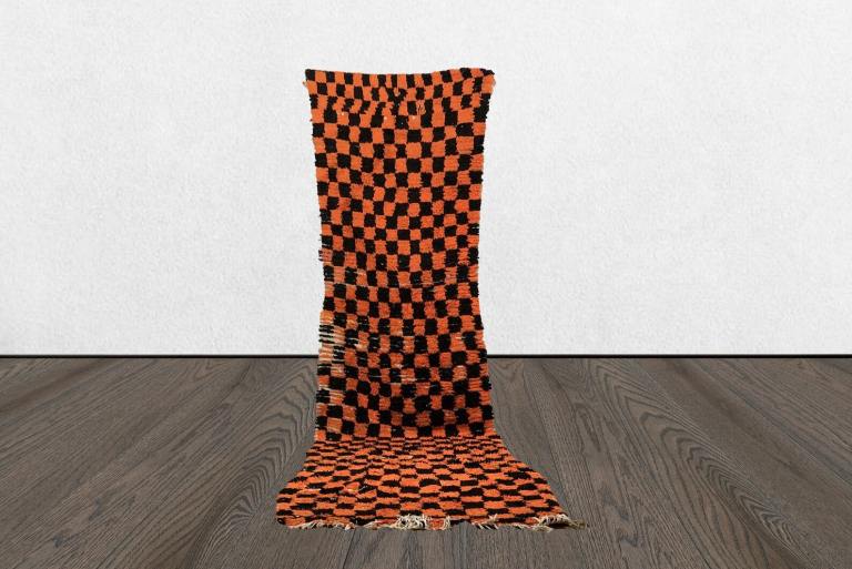 Moroccan Berber rug orange and black 