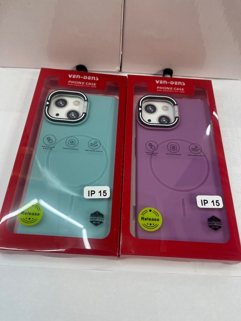 Two NEW Van-dens Phone Cases for IP 15 - Light Blue/Green & Purple