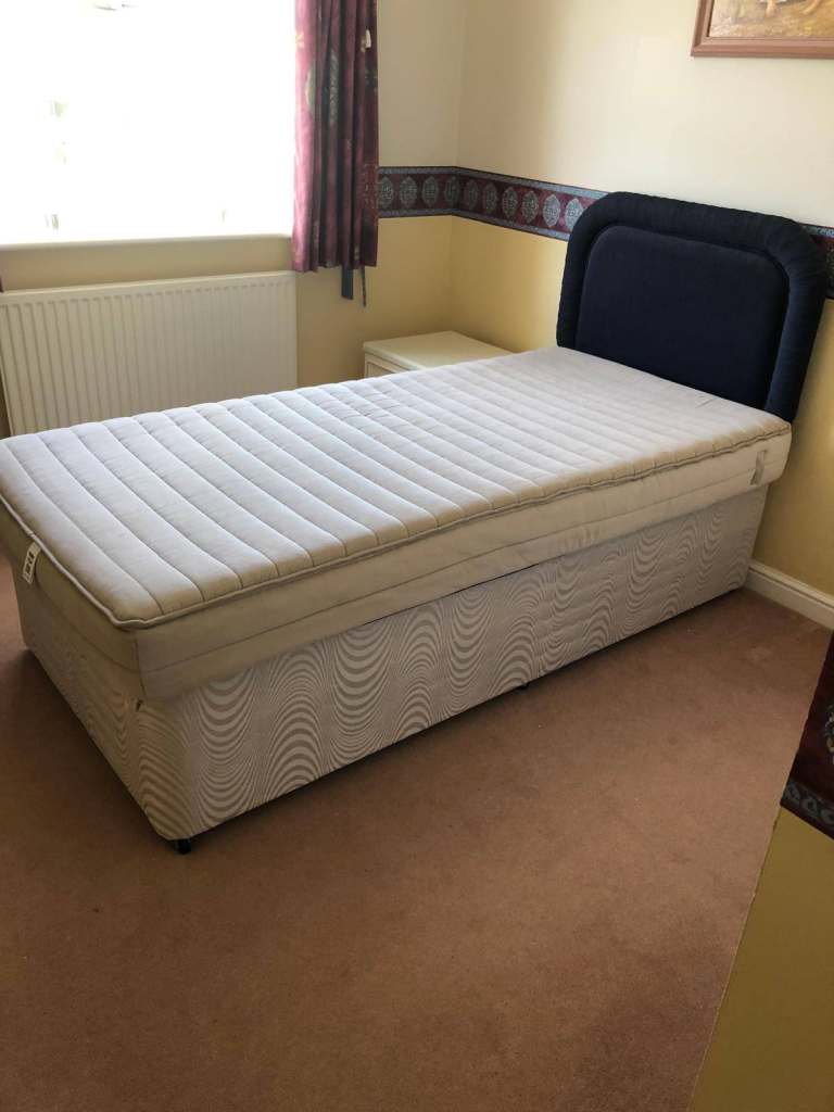 Single Divan Bed with Mattress and Headboard – Good Condition