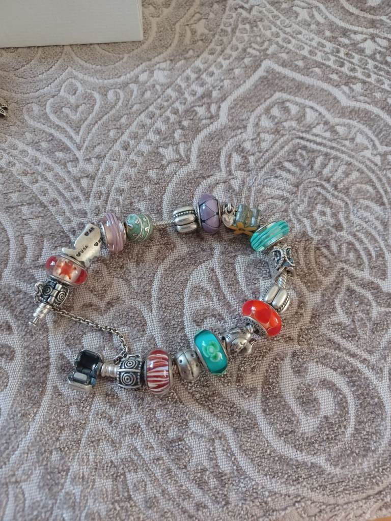 Pandora Charm Bracelet with Mixed Colour Beads