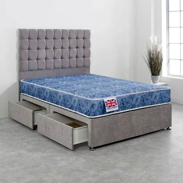 Luxury DIVAN 4FT Small Double Divan Bed Base + Mattress & Storage >> Flat 20% Off >>>>