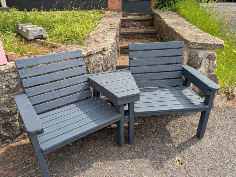 🏡 Handmade Wooden Companion Seat / Jack & Jill Garden Bench – £175