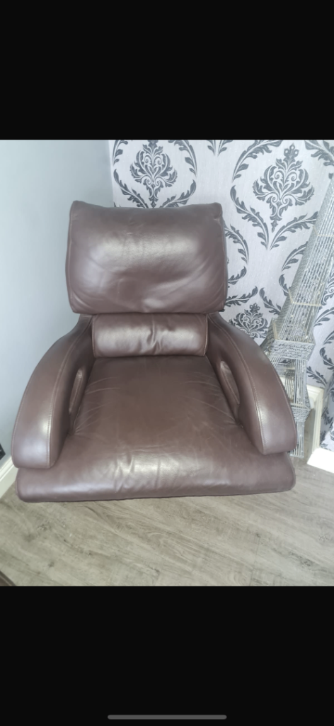 image for Brown leather swivel chair  