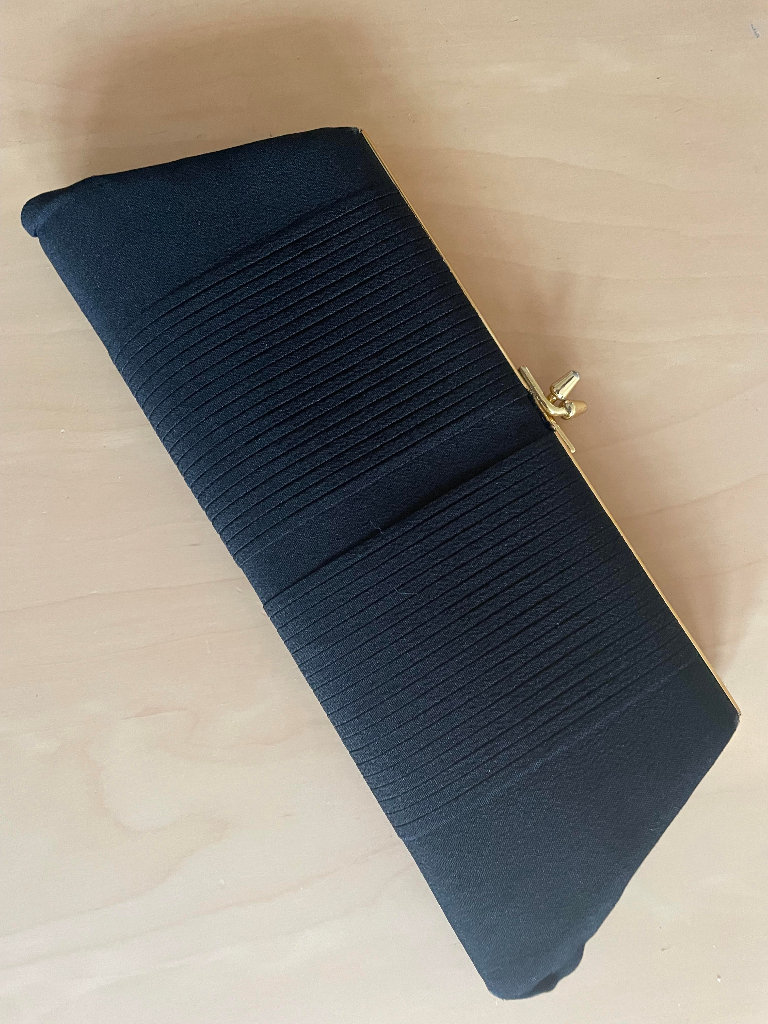 BRAND NEW BLACK EVENING CLUTCH BAG (Purse Gold Handbag - Prom Wedding)