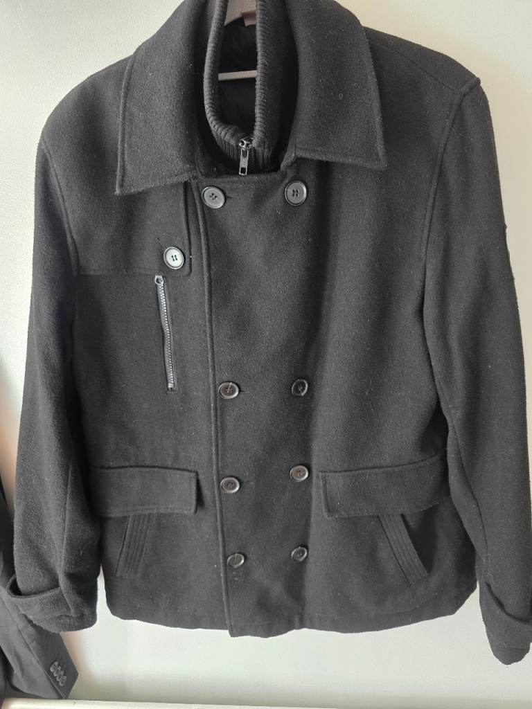 Tottenham Hotspur Football Club black double-breasted jacket, size large.