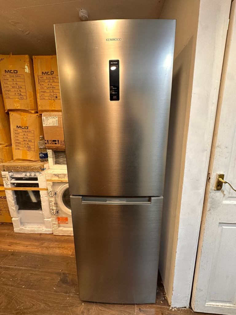 KENWOOD frost free fridge freezer 6ft tall 60cm width stainless steel in fully working order 