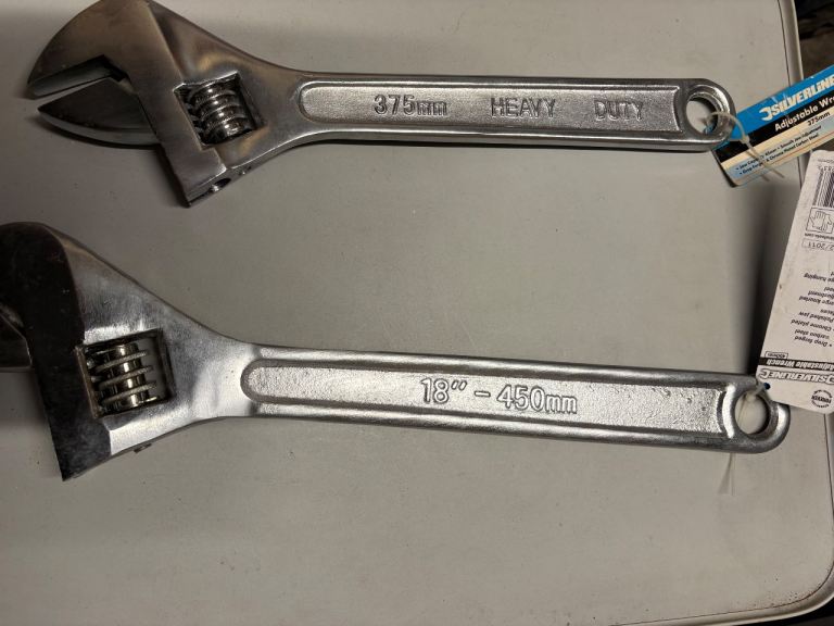 Two NEW Adjustable Spanners – 375mm & 450mm, Heavy Duty