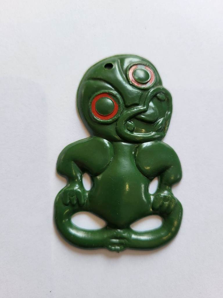 Vintage Air New Zealand Māori Hei Tiki Talisman c. 1970s with Leaflet