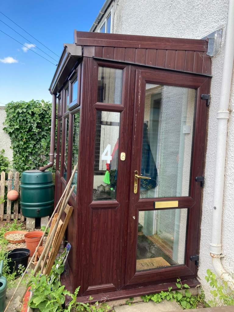 Good Condition Brown UPVC Porch Section with Door and Windows