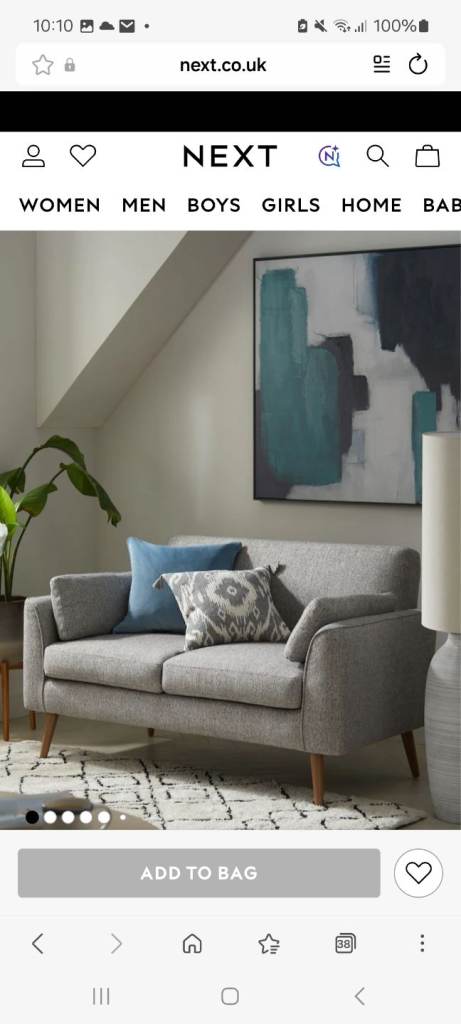 Small grey next sofa x2