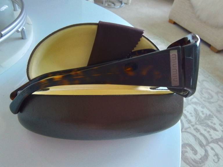 Sunglasses By Designer Miu Miu In Brown Tortoise Shell 