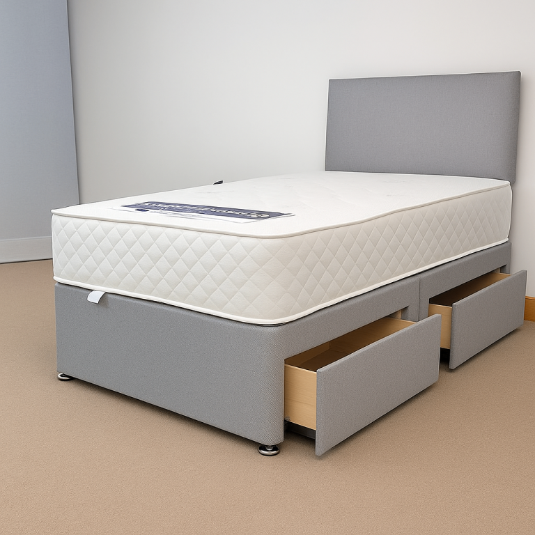 Spacious Divan Bed with Built-In Storage, Memory Foam Mattress for Comfort