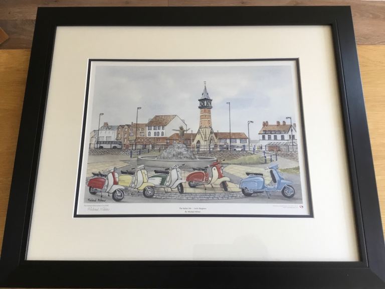 Framed Lambretta scooter print Title - The Italian Job