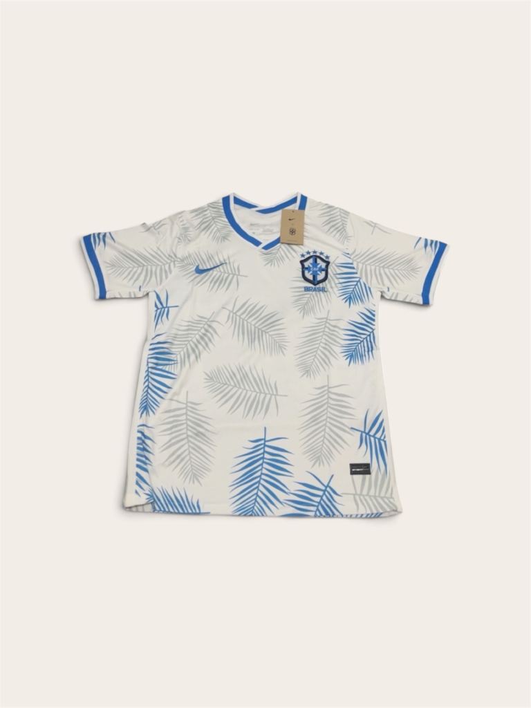 Nike Brazil Football Shirt - White/Blue Leaf Pattern