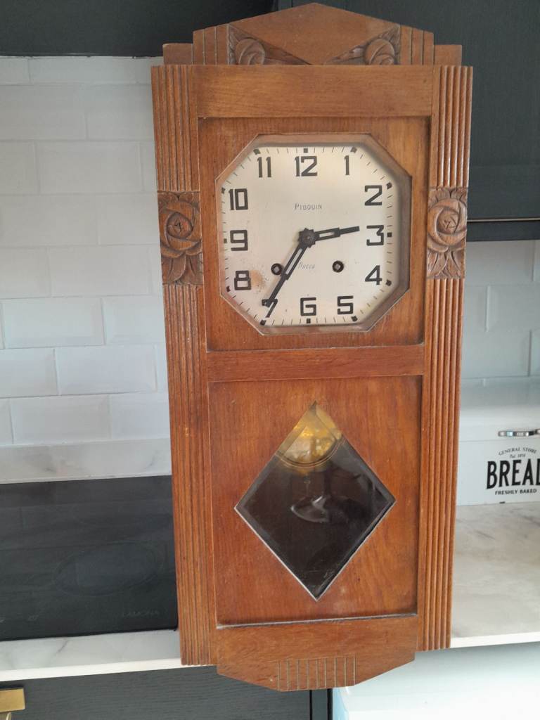 Early 20th Century French Wooden Wall Clock